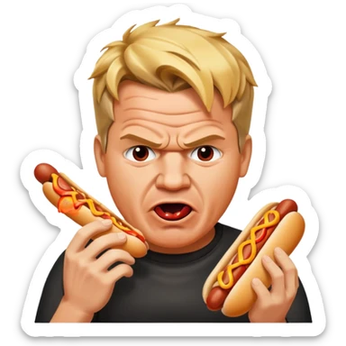 gordon ramsay eat a hotdog, angry sticker