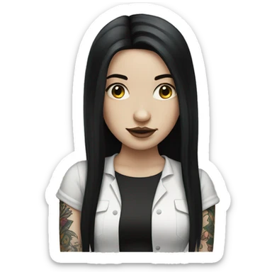 Pale girl with long black hair tattoos sticker