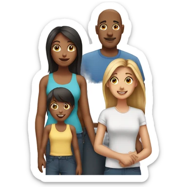 a family contains dad and mom and four adult sisters and one teen boy sticker