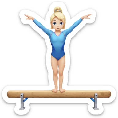 girl gymnast with blonde hair and blue eyes, balancing on a beam sticker