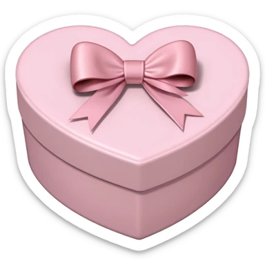 pale pink heart box, pale pink bow, filled with chocolates inside sticker
