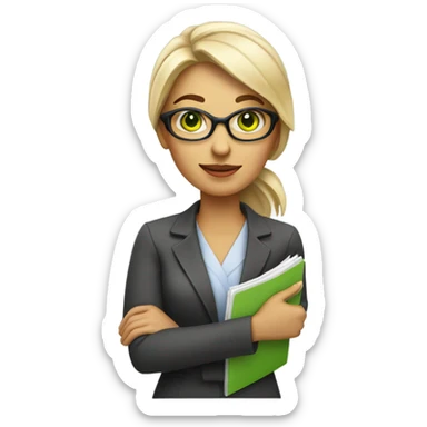 woman profession architect holding blueprints. She has green eyes sticker