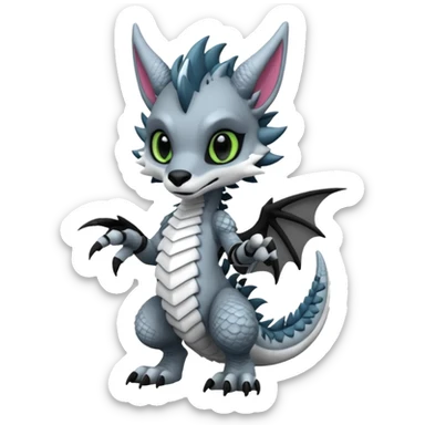 Cool gothic cute badass Scaley cyber-Vernid-Protogen-Primagen-Dutch-Angel-Dragon-Sergal-Trico-Fursuit-furry-fursona sticker