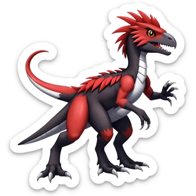 Dark Furry feather-mane Cool Edgy shiny Digimon-Fakemon-Guilmon-Velociraptor-Dinosaur-Drake full body   sticker