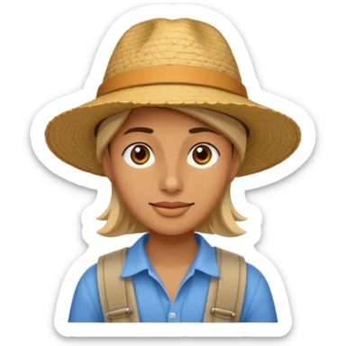 unique looking tourist with big unique tourist hat sticker