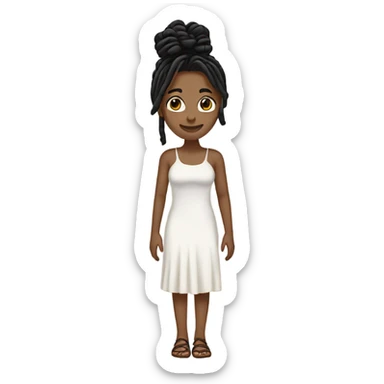 Tan girl with black locs dark white dress full body sticker