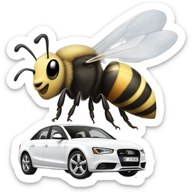 Bee being a white Audi driver sticker