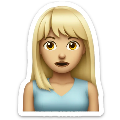 blonde girl with bangs being disgusted  sticker