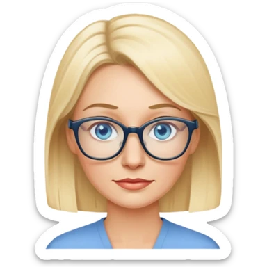 blonde 40 year old woman with blue eyes and glasses sticker