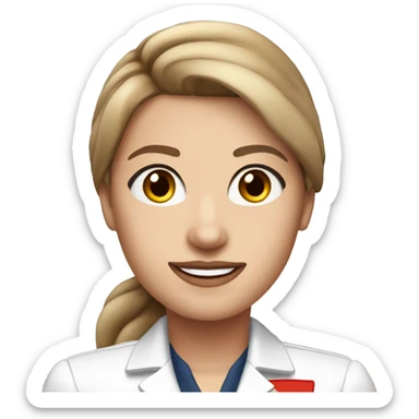 White Stewardess in red uniform with long brown hair and brown eyes sticker