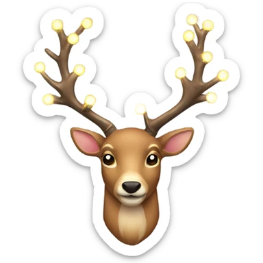deer with christmas lights on antlers sticker