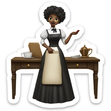 galora waitress galora in Victorian dress elegant, full body, holding big credit card sticker