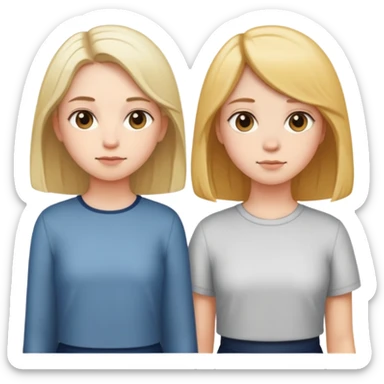 A girl with long hair and a girl with short hair stand side by side sticker