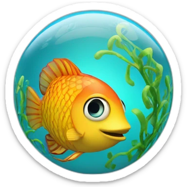 3d sphere with a cartoon hypnotic vine Tropical Fish skin texture sticker