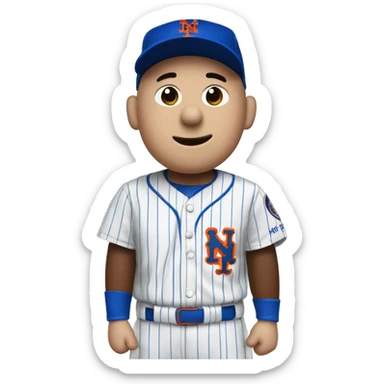 Charlie Brown wearing a New York Mets uniform sticker