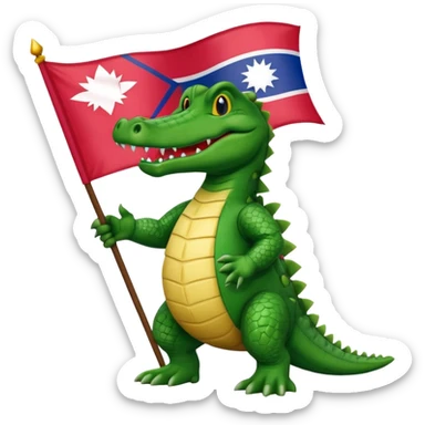 an alligator with the flag of Nepal in his right hand sticker