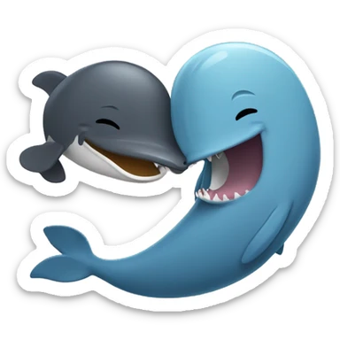 Whale and platypus laughing cuddling giggling sticker