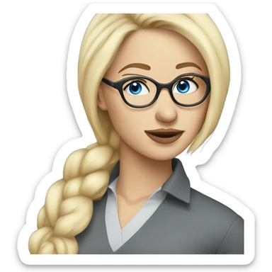 Beautiful blonde woman, blue eyes, side profile wearing glasses  sticker