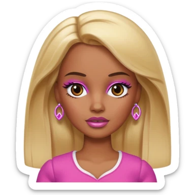 Brown skin blonde hair barbie with bruised eye  sticker