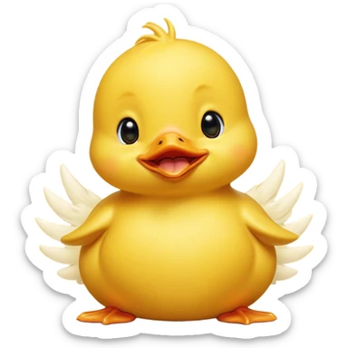Cinematic Cute Yawning Yellow Baby Duck Portrait Emoji, Head tilted slightly with a dramatic, wide-open yawn, showcasing a soft, downy yellow coat with little drooping wings, round eyes barely open in drowsy contentment, Simplified yet irresistibly adorable features, highly detailed, glowing with a soft, cozy glow, high shine, relaxed yet expressive, stylized with a touch of whimsical charm, bright and endearing, soft glowing outline, capturing the essence of a sleepy yet affectionate duckling, so drowsy it feels like it could stretch out of the screen and curl up for a nap! sticker