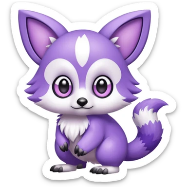 Cute cool purple white animal hybrid Fakemon full body sticker