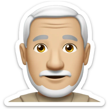 A middle-aged white male friar, sporting a grizzled look, with buzz-cut black hair and a pronounced square jaw. sticker