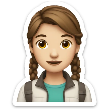 girl with brown hair and rodete sticker