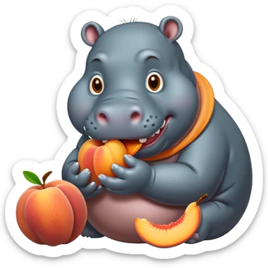 Hungry hippo eating peaches  sticker