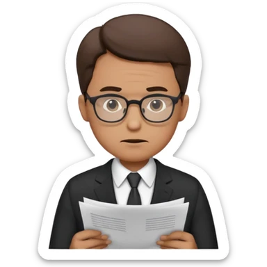 male office doubt face looking at paper sticker