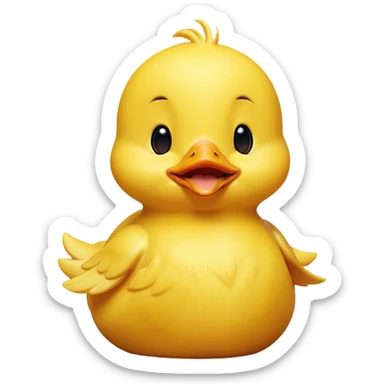 Cinematic Cute Yawning Yellow Baby Duck Portrait Emoji, Head tilted slightly with a dramatic, wide-open yawn, showcasing a soft, downy yellow coat with little drooping wings, round eyes barely open in drowsy contentment, Simplified yet irresistibly adorable features, highly detailed, glowing with a soft, cozy glow, high shine, relaxed yet expressive, stylized with a touch of whimsical charm, bright and endearing, soft glowing outline, capturing the essence of a sleepy yet affectionate duckling, so drowsy it feels like it could stretch out of the screen and curl up for a nap! sticker