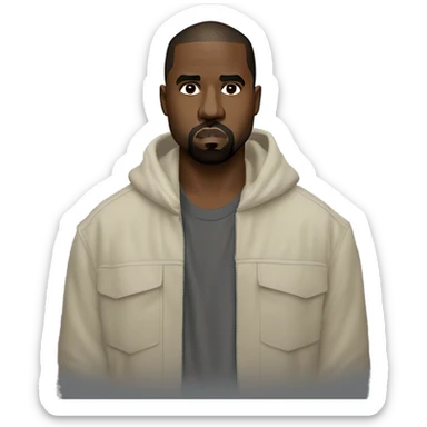 Iconic-style Candid Likeness Kanye West:  A bold, trend-setting icon with intense gaze, minimalist attire, and signature confidence. Known for his unapologetic stance and visionary energy, always pushing boundaries. sticker