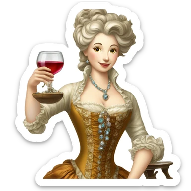Rococo woman pouring wine into bejeweled glass  sticker