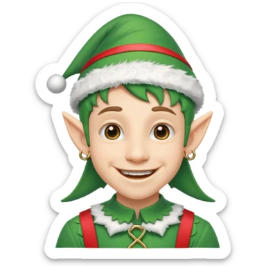 duende navideño con una sonrisa amplia y ortodoncia sticker