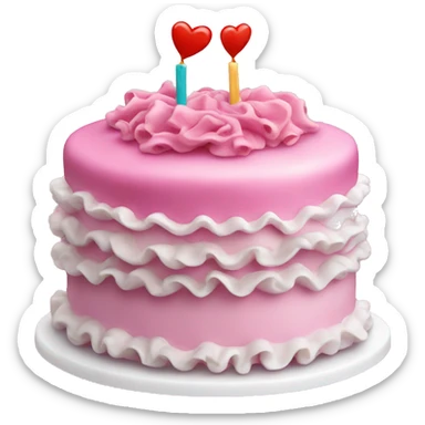 Birthday cake heart ruffles pink sticker