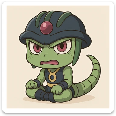 Make Meruem look angry in chibi style, cute but furious, with a big head and simple background. sticker