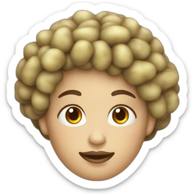 Potato queen with dark curly hair and fair skin sticker