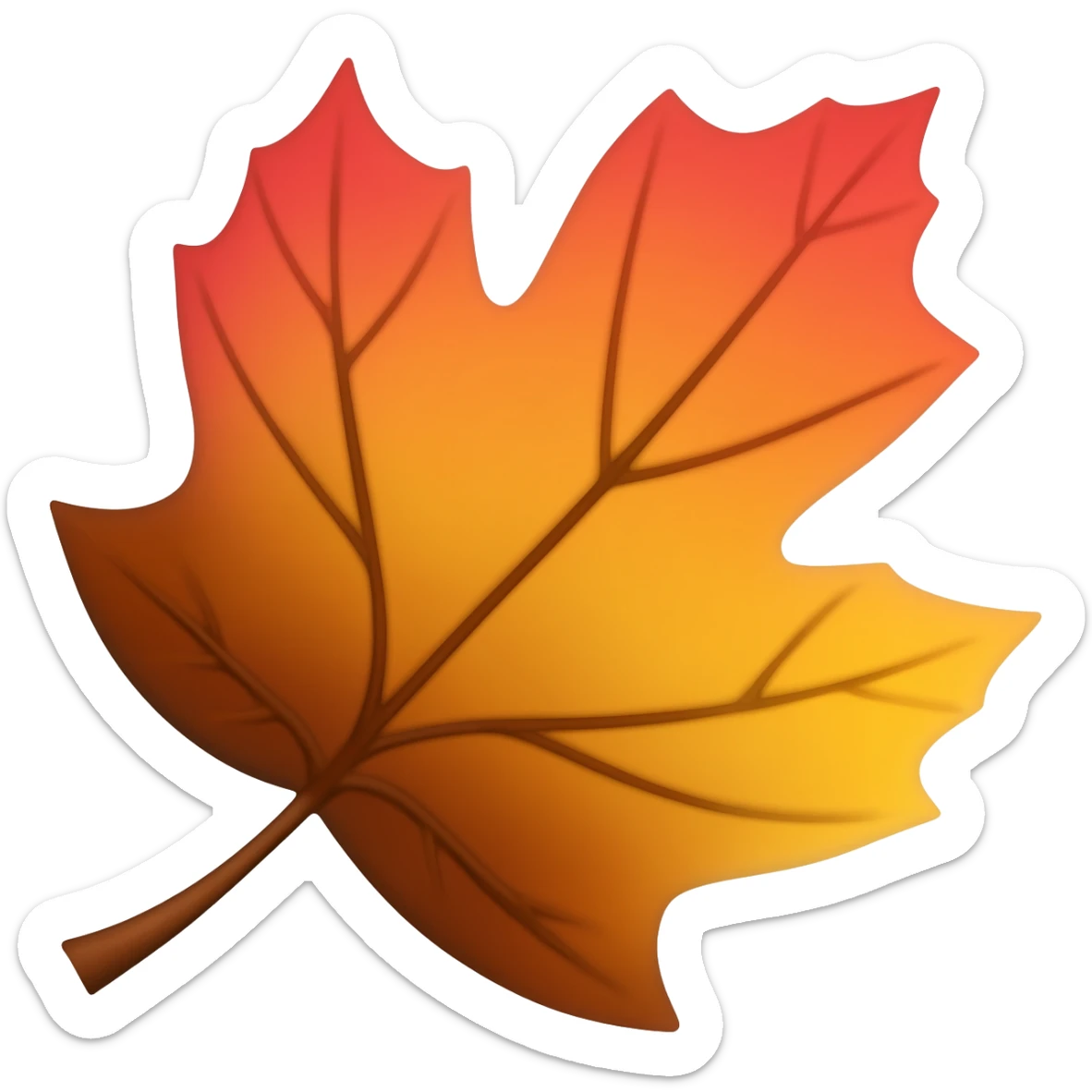 Red-orange-yellow-brown-gradients autumn leaf sticker