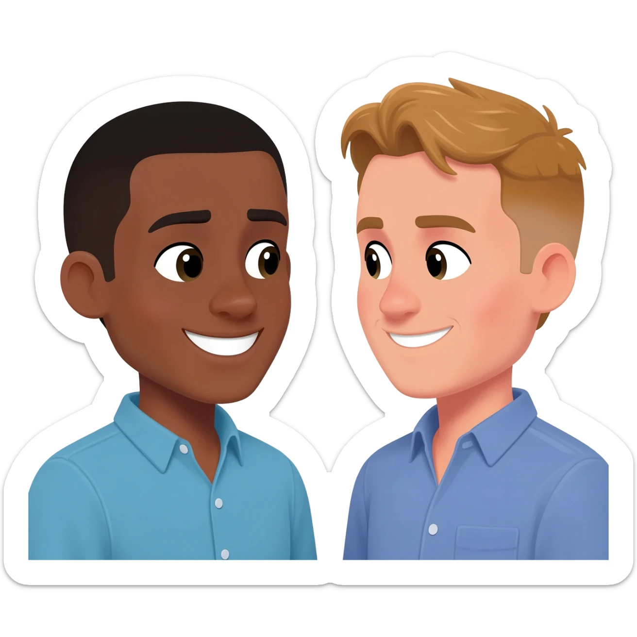 Two interracial male friends sticker