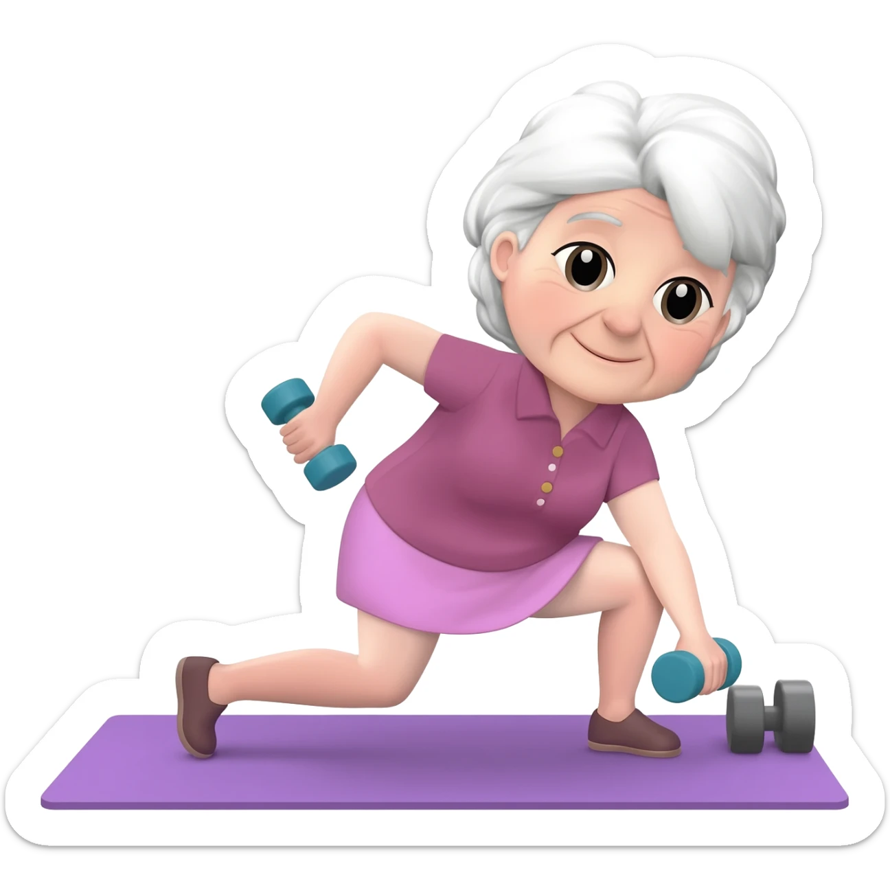 old lady woking out sticker