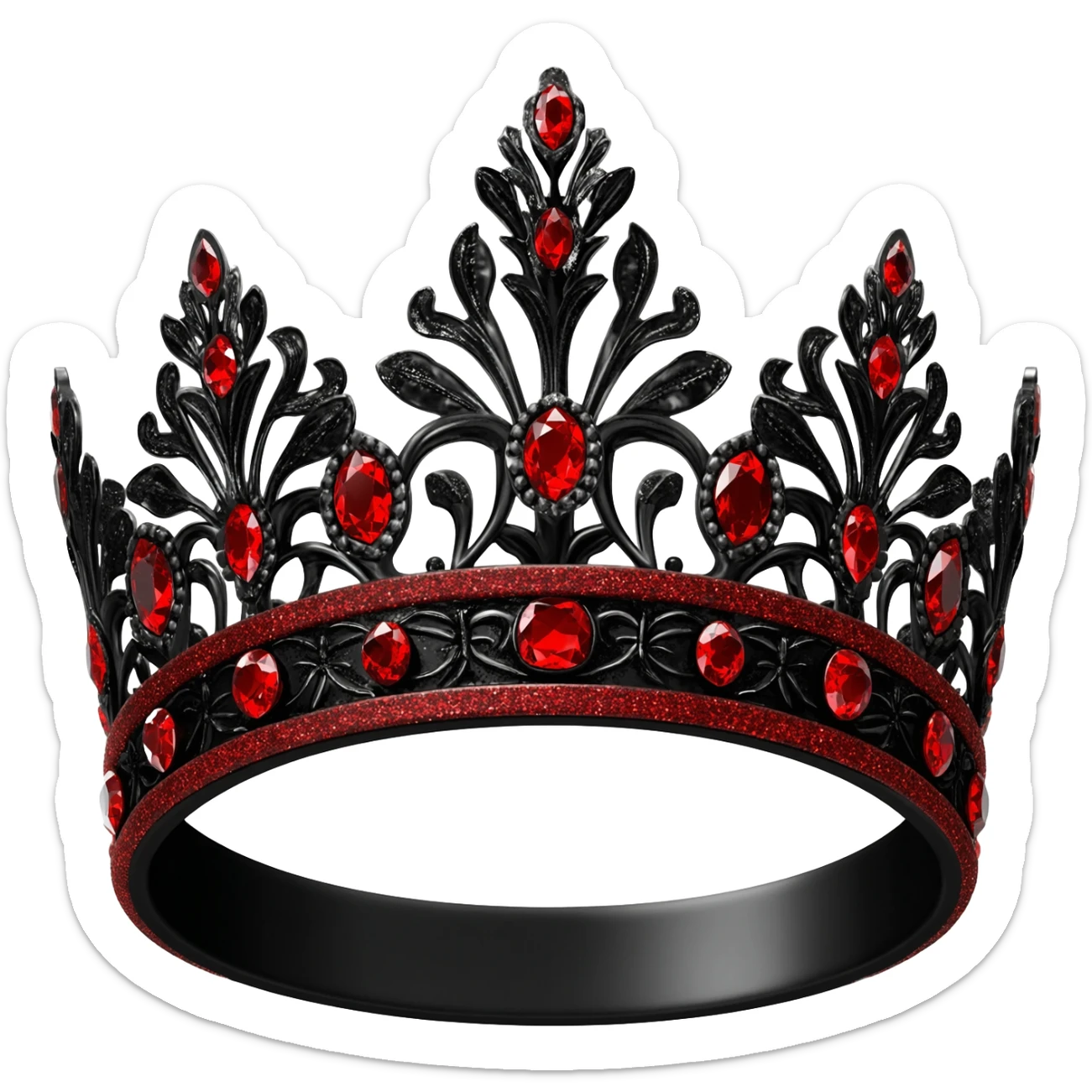 black gothic crown with red glittery rubes  sticker