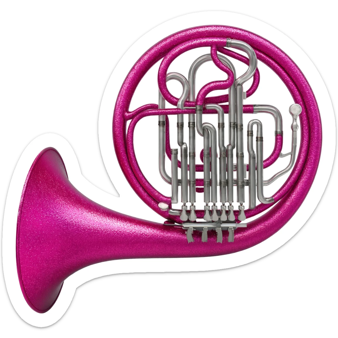 Double French horn with glitter and pink sticker