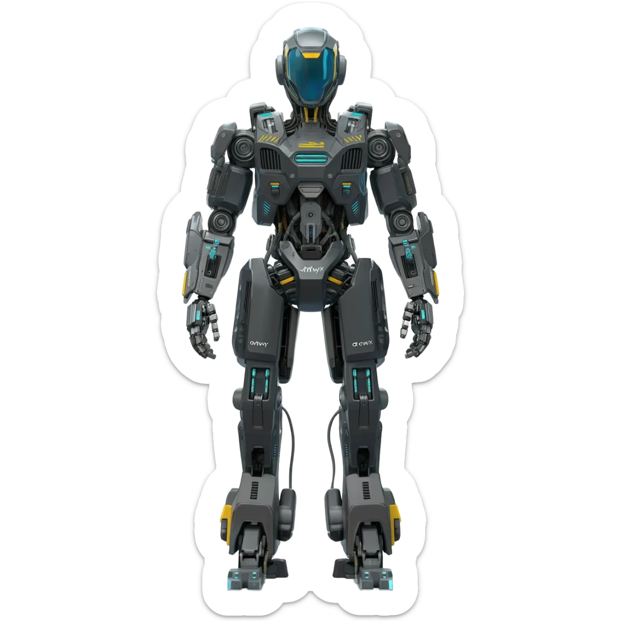 Futuristic technological modern cyberpunk mecha robot sticker