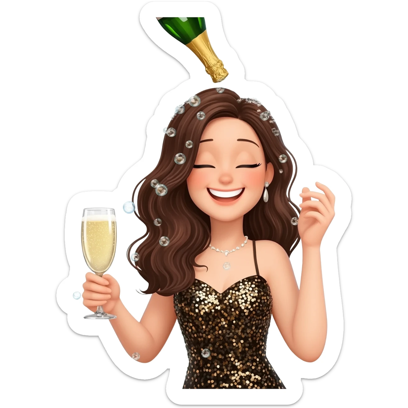 champagne shower sticker