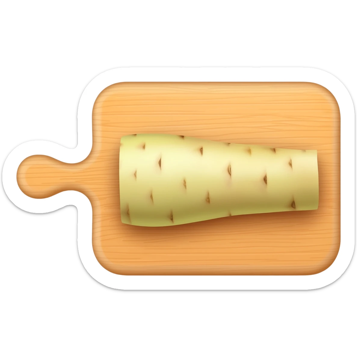 yucca root with skin on a cutting board sticker