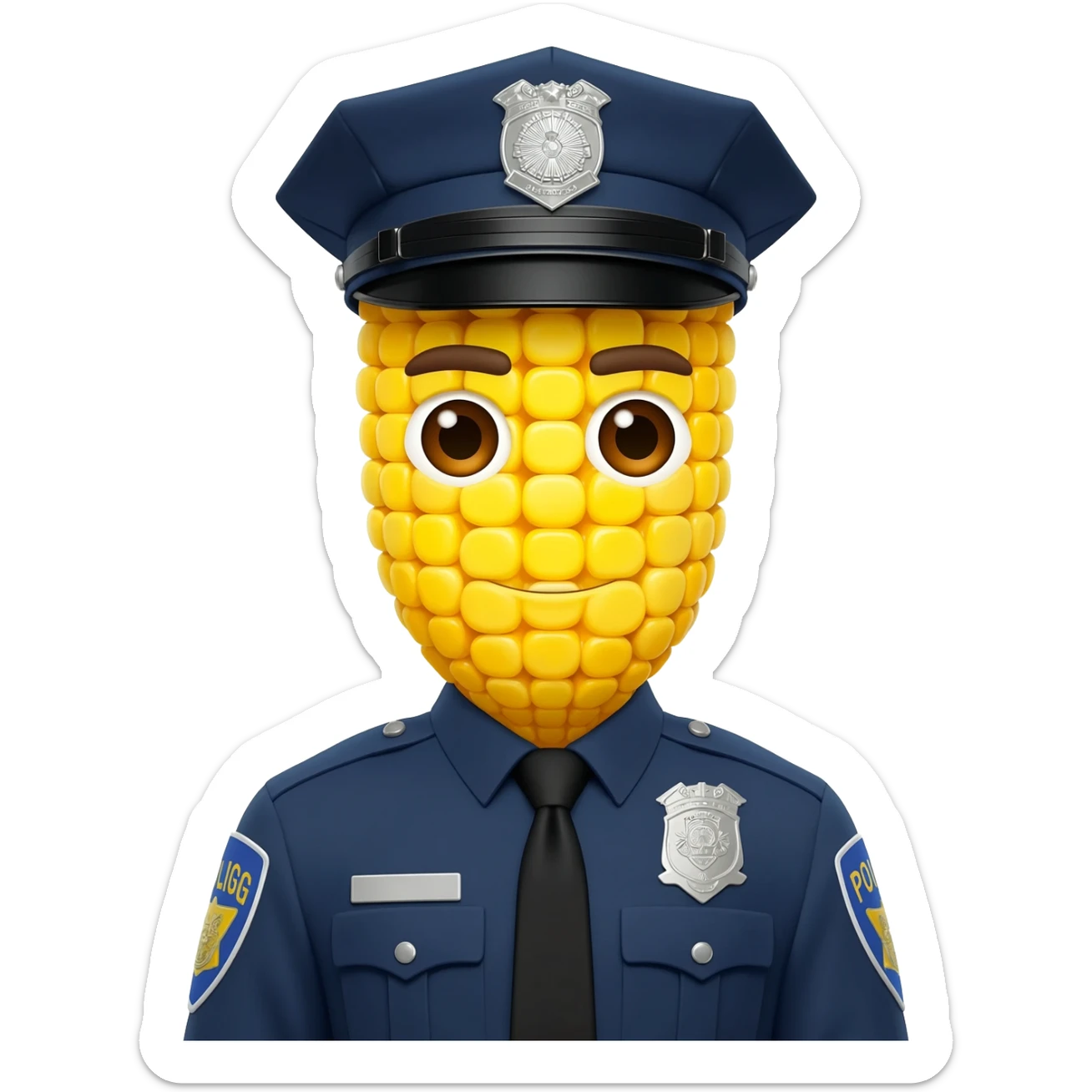 Police officer made of corn sticker