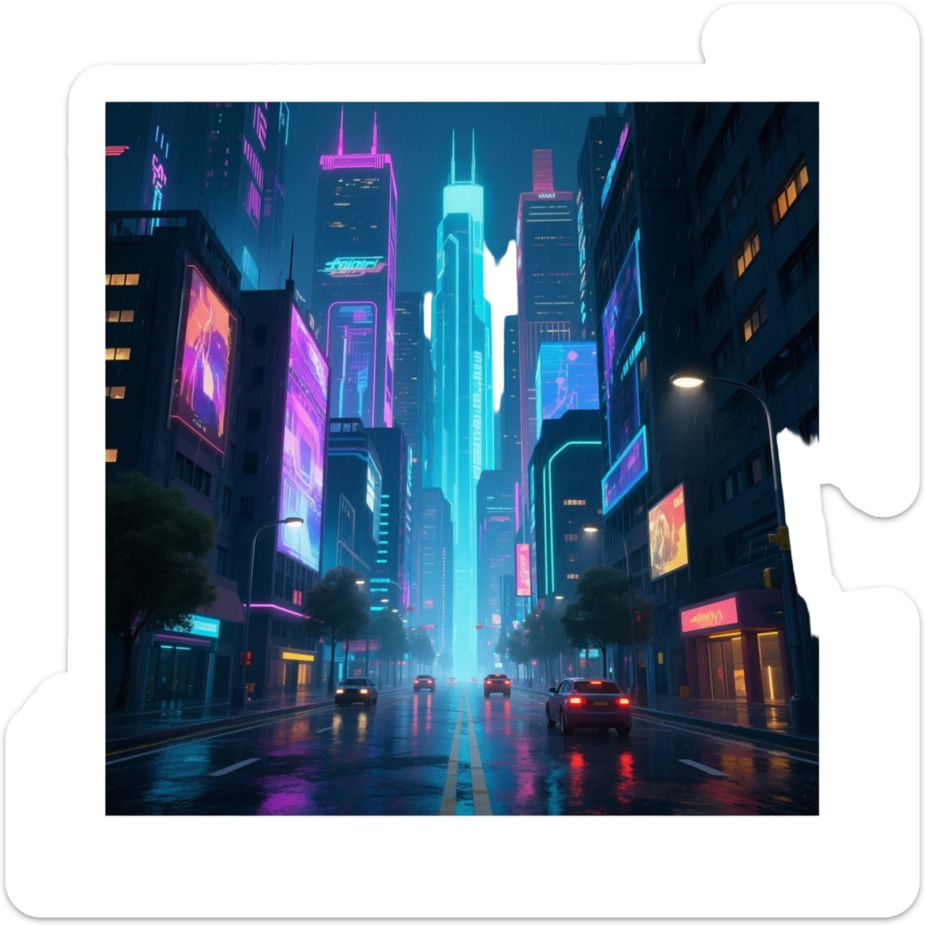 Futuristic technological cyberpunk sticker