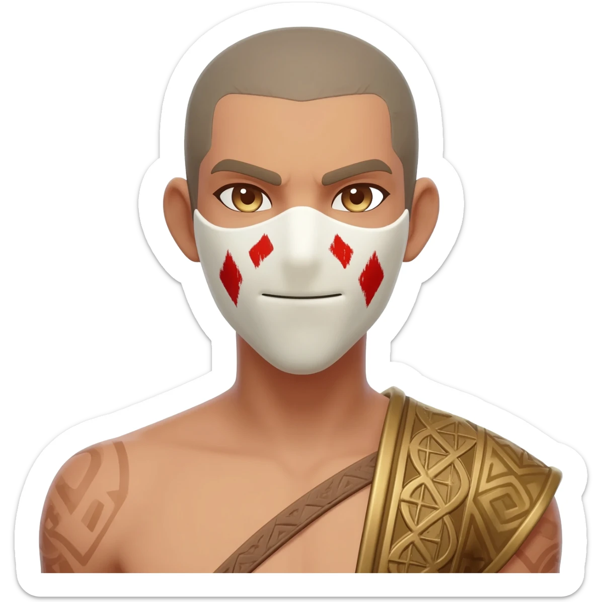 Hilichurl (from Genshin Impact) (half body) (with a white mask with red tribal markings on it)  sticker