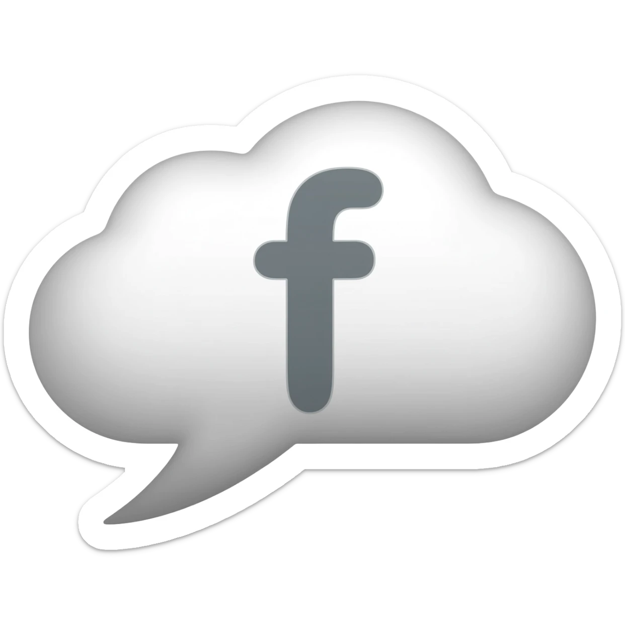 white cloud chat bubble with a grey f on it sticker