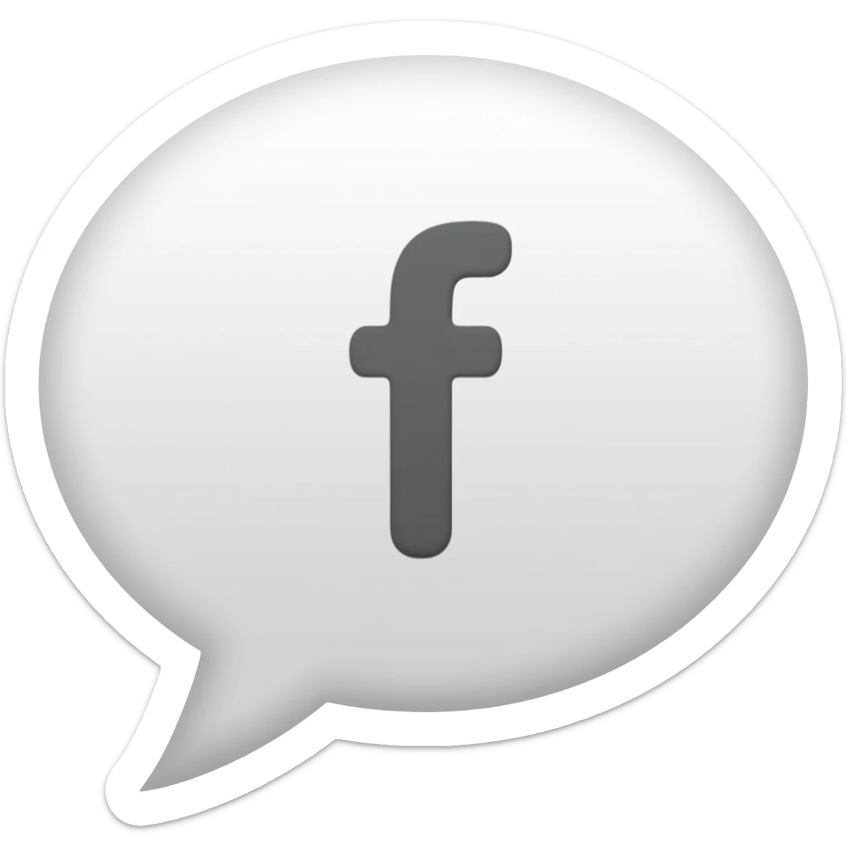 White chat bubble with grey f on it sticker