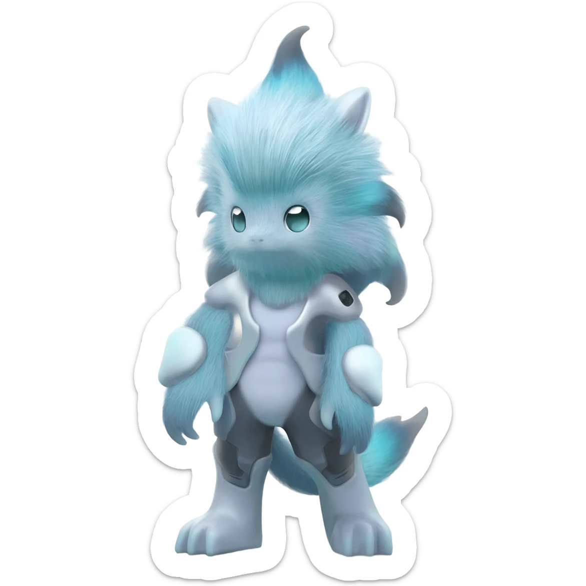 Futuristic furry Ethereal Modern Fakémon-creature-hybrid Full Body sticker